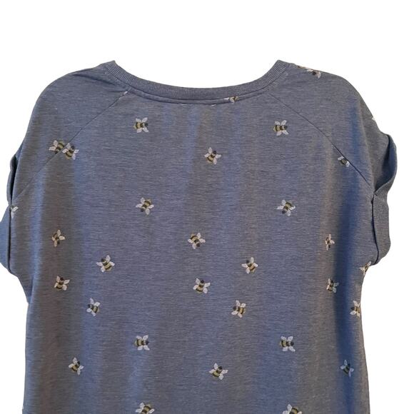Jane & Delancey Bumblebee Blue Medium Short Sleeve Top Shirt - Picture 4 of 8